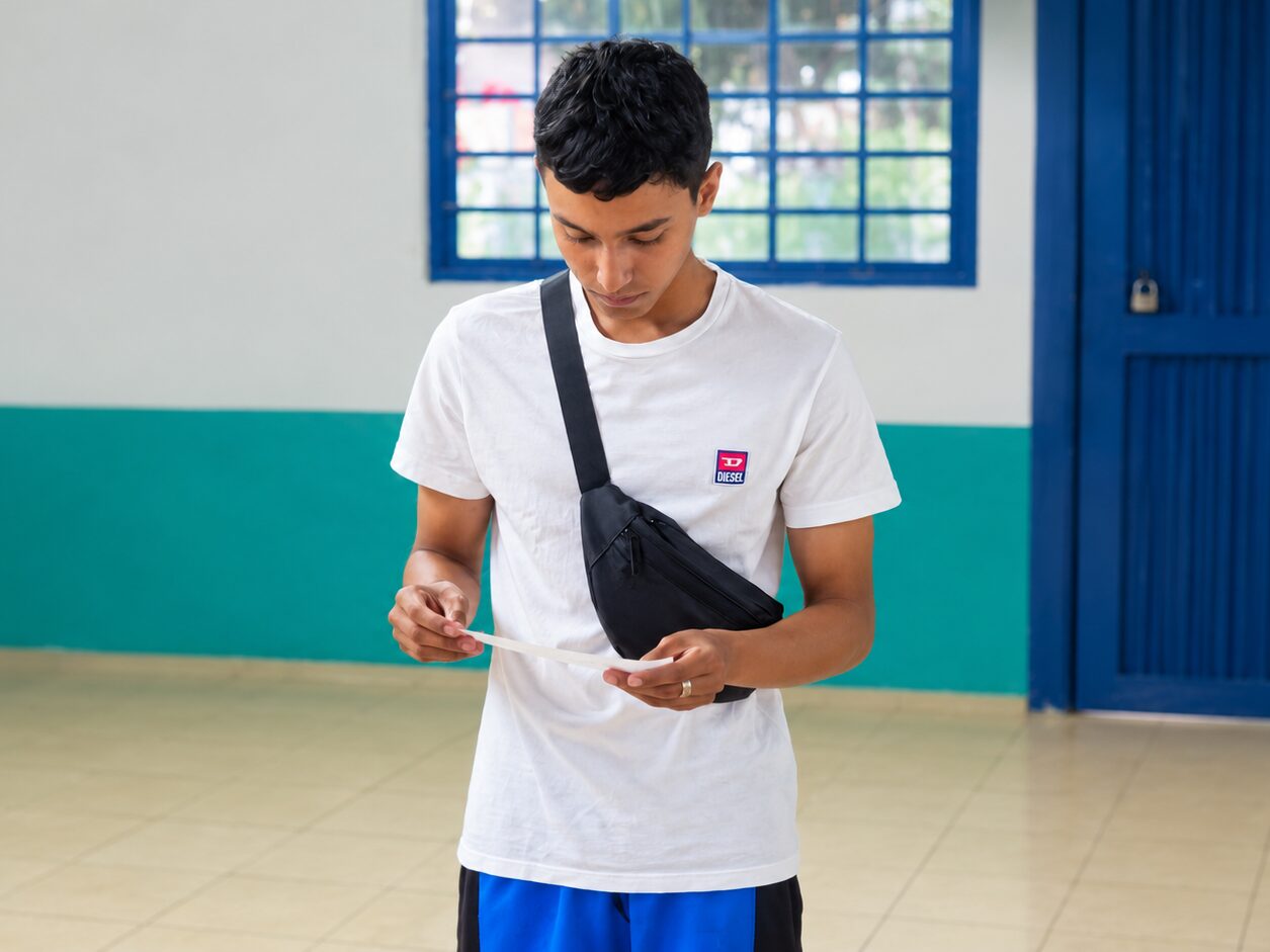 A young ACTRA program participant reading a worksheet during a session
